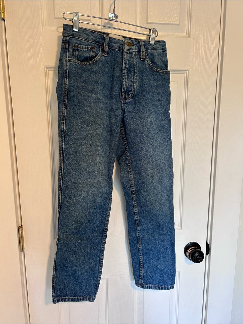 Sezane Straight-Leg Blue Denim Jeans
